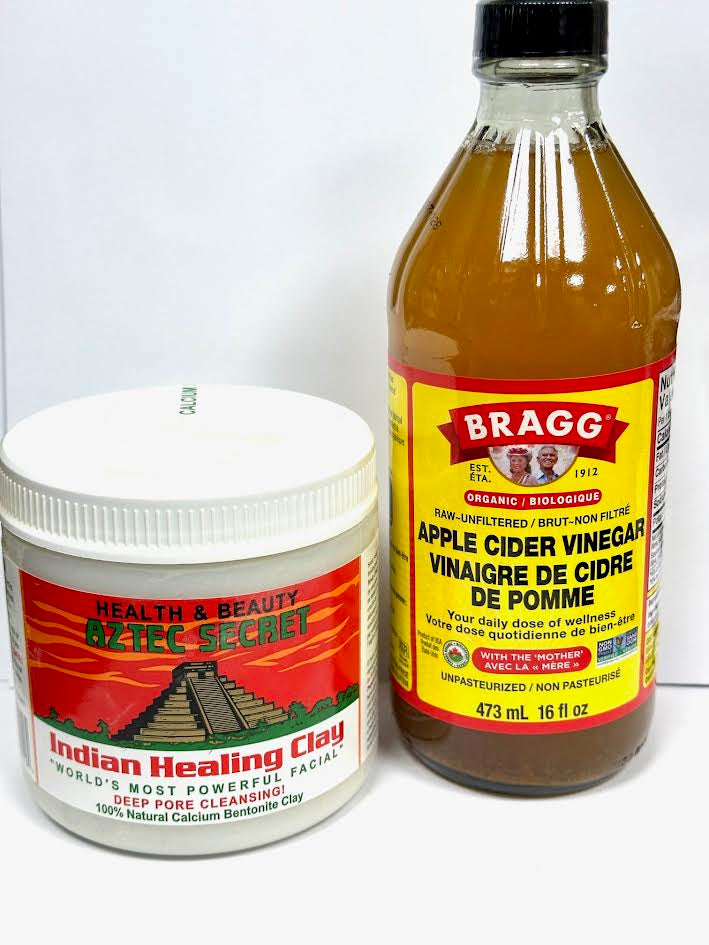 Bragg - Apple cider vinegar and Aztec bentonite clay.