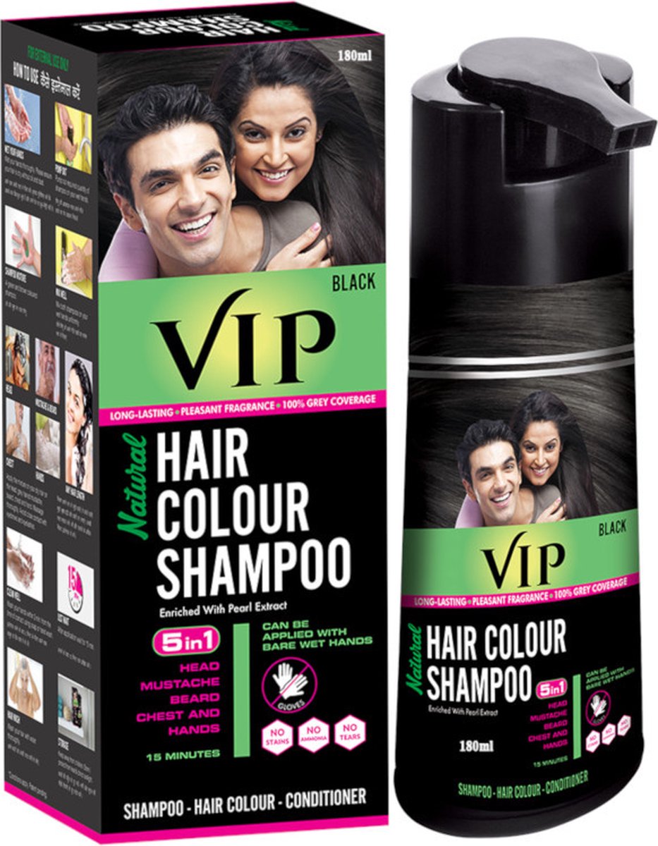 VIP Hair Colour Shampoo - Black (180ml)