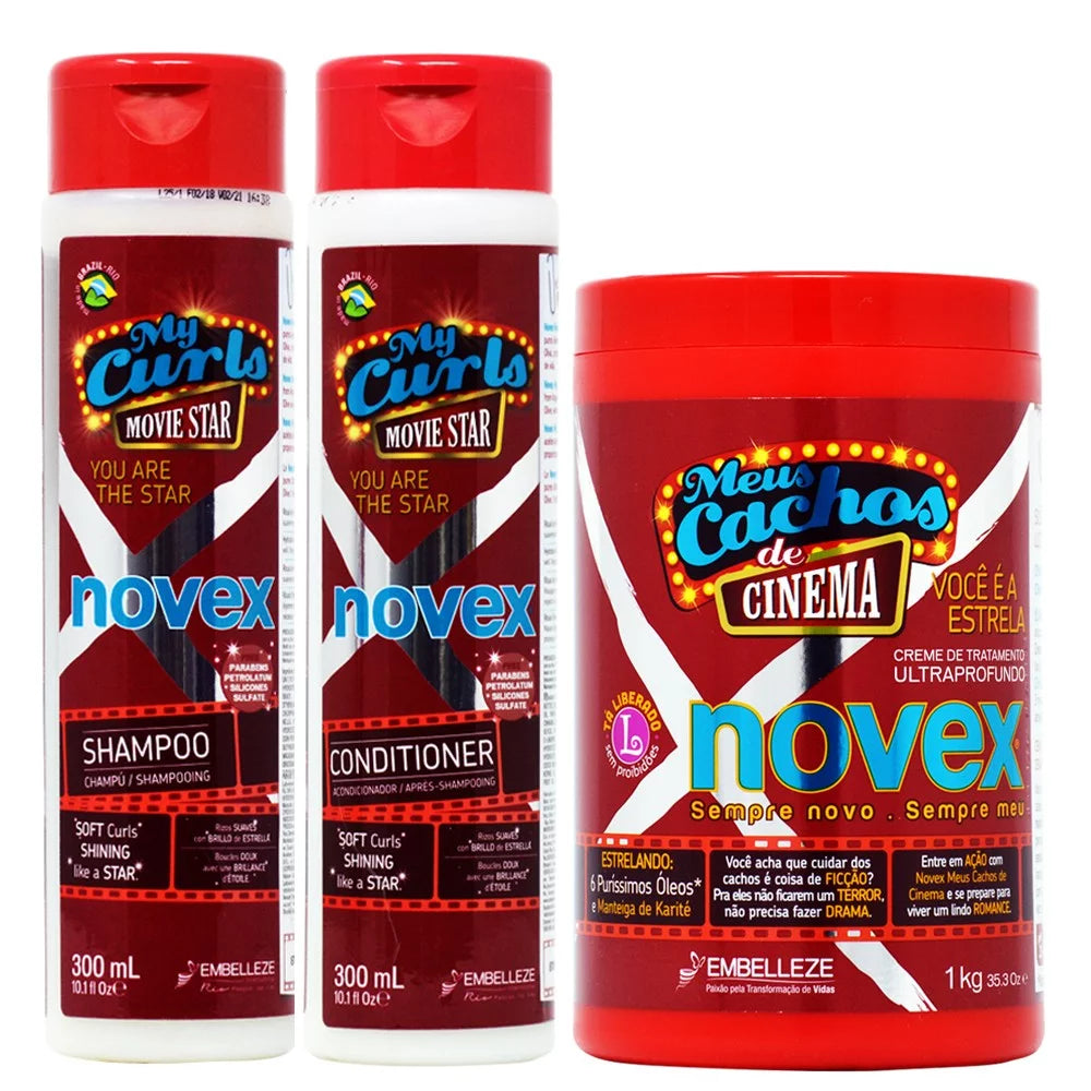 Novex My Curls Movie Star Shampoo + Conditioner 10.1oz + Leave in 35oz